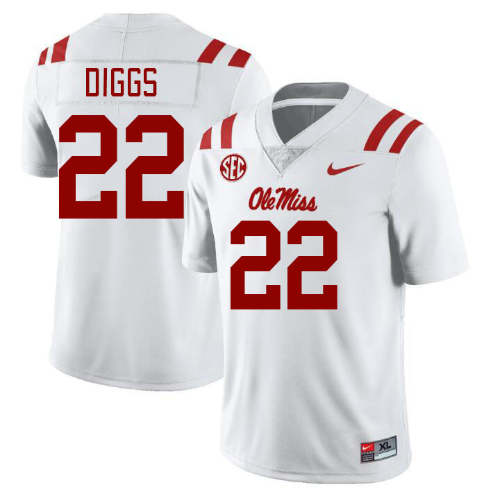 Men #22 Logan Diggs Ole Miss Rebels College Football Jerseys Stitched-White